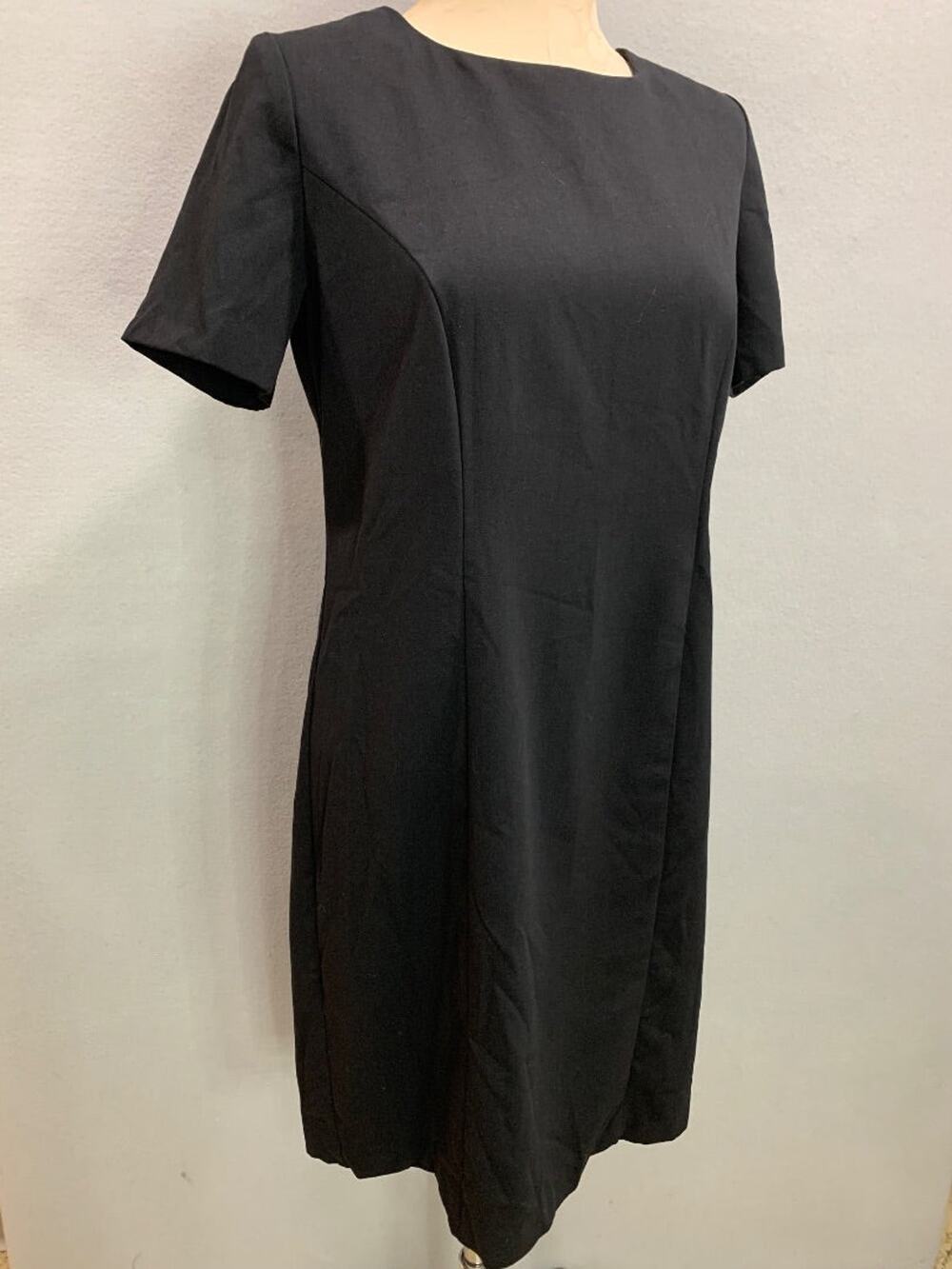 Size 6P 220 Hickory Petite Vintage Black Sheath Dress Shoulder Pads Short Sleeve